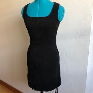 Vintage square neck sleeveless knee length little black dress (LBD)